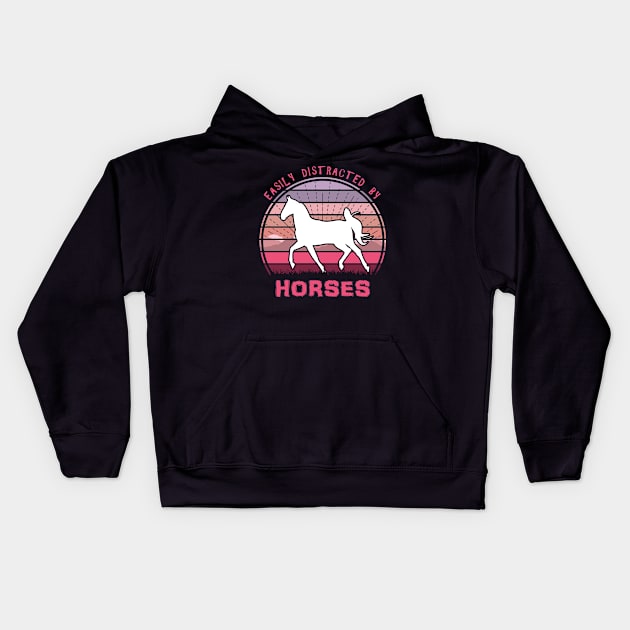 Easily Distracted By Horses Kids Hoodie by Nerd_art